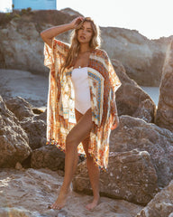 Noelle Cotton Tassel Kimono - Cream Multi