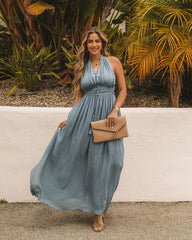 Iyan Smocked Halter Maxi Dress - Light Blue