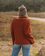 Indulgence Choker Cutout Sweater - Rust