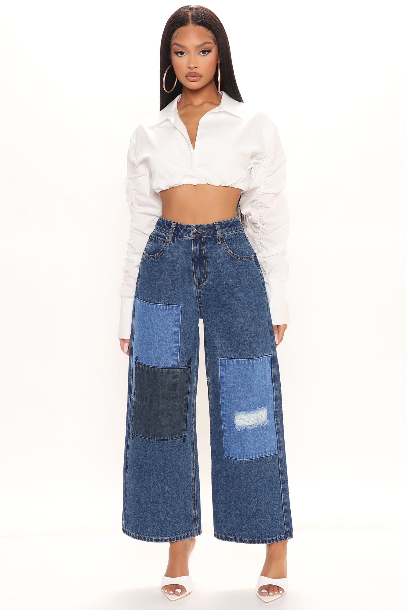 Caught In A Daydream Patchwork Ankle Jeans - Dark Wash