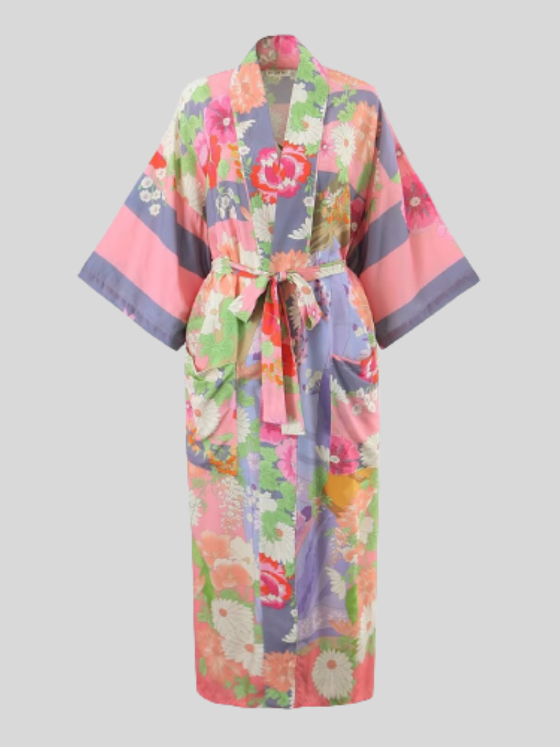 beautiful party wear Long Printed Short Sleeves kimono jacket