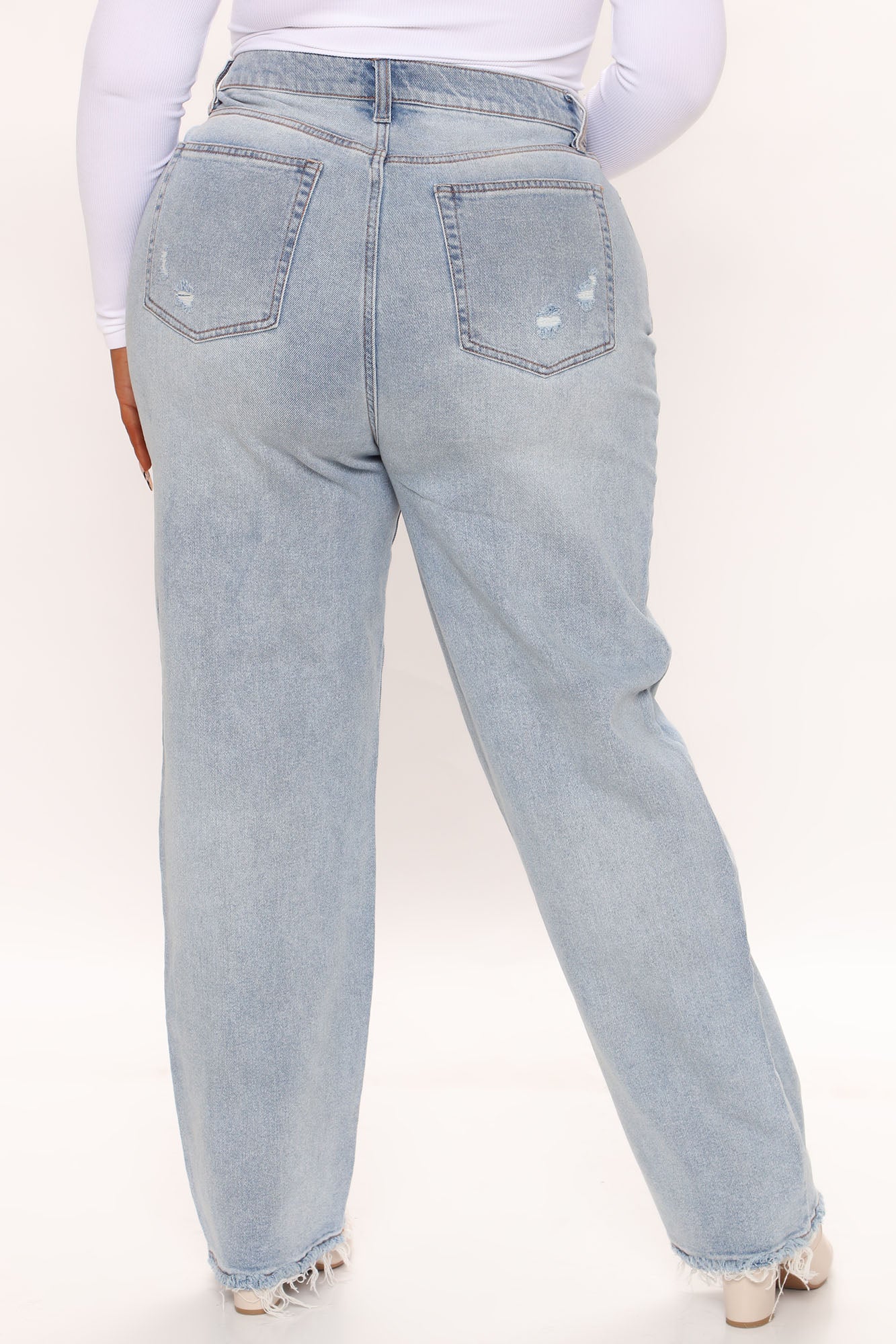 Get Your Facts Straight Distressed Jeans - Light Blue Wash