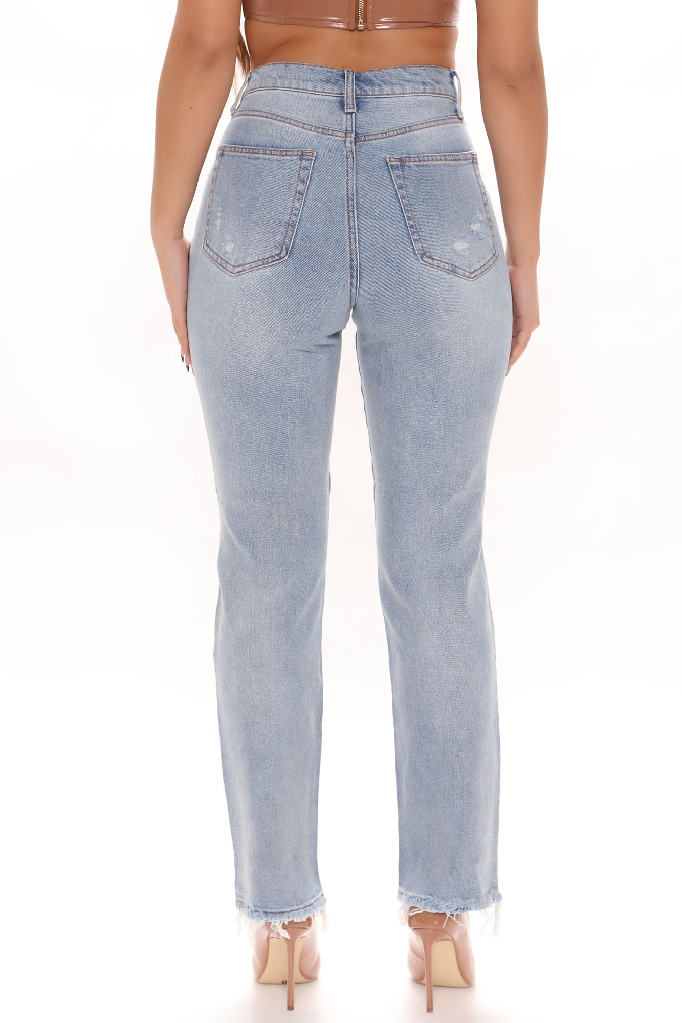 Get Your Facts Straight Distressed Jeans - Light Blue Wash