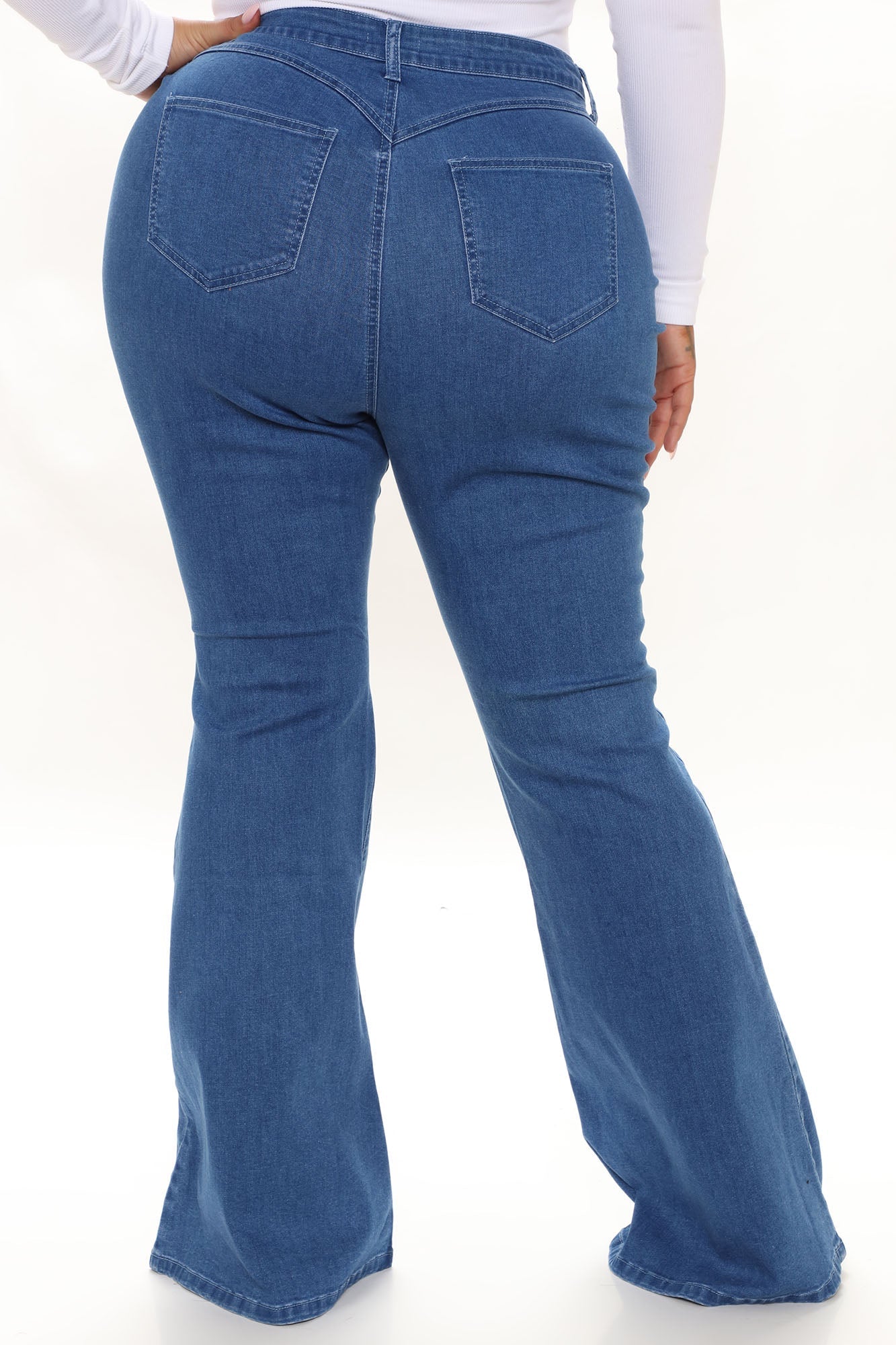 Out West Curvy Stretch Flare Jeans - Medium Blue Wash