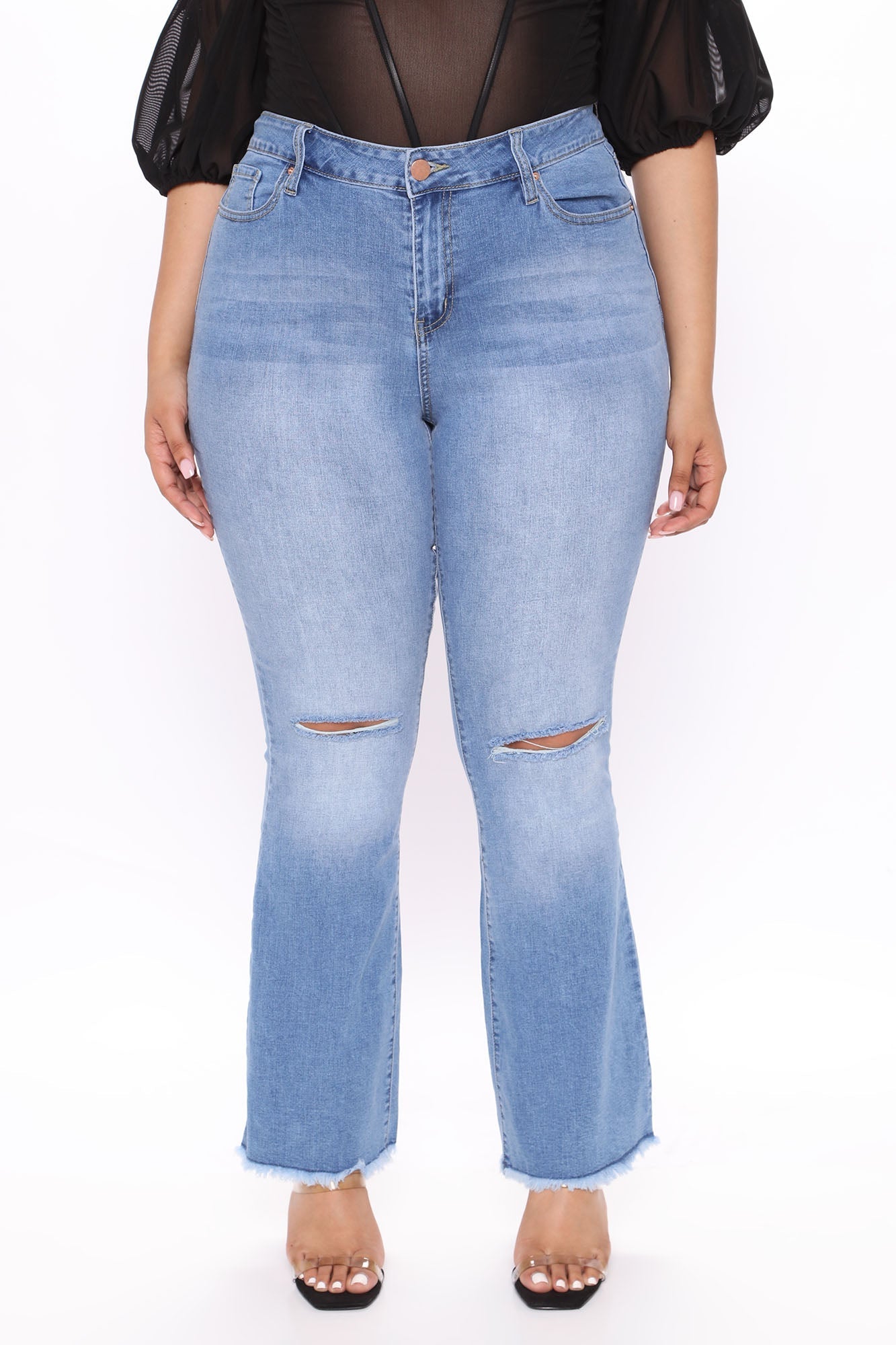 Nothing But The Best Flare Jeans - Medium Blue Wash – VP Clothes