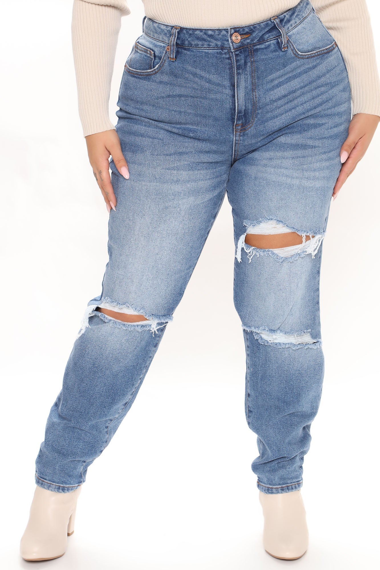 A Role Model Slim Fit Mom Jeans - Medium Blue Wash