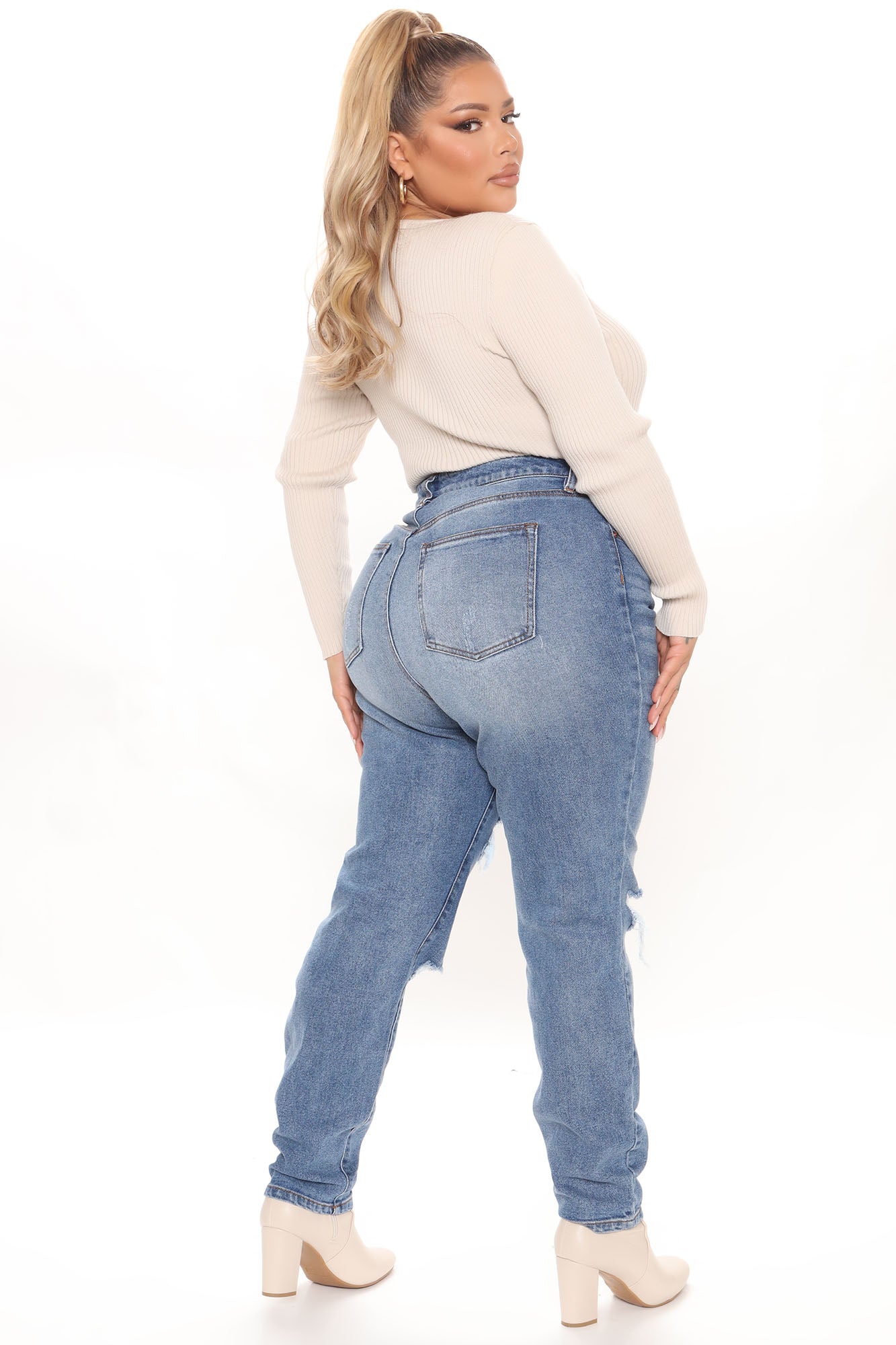 A Role Model Slim Fit Mom Jeans - Medium Blue Wash