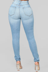 Classic High Waist Skinny Jeans - Light Blue Wash