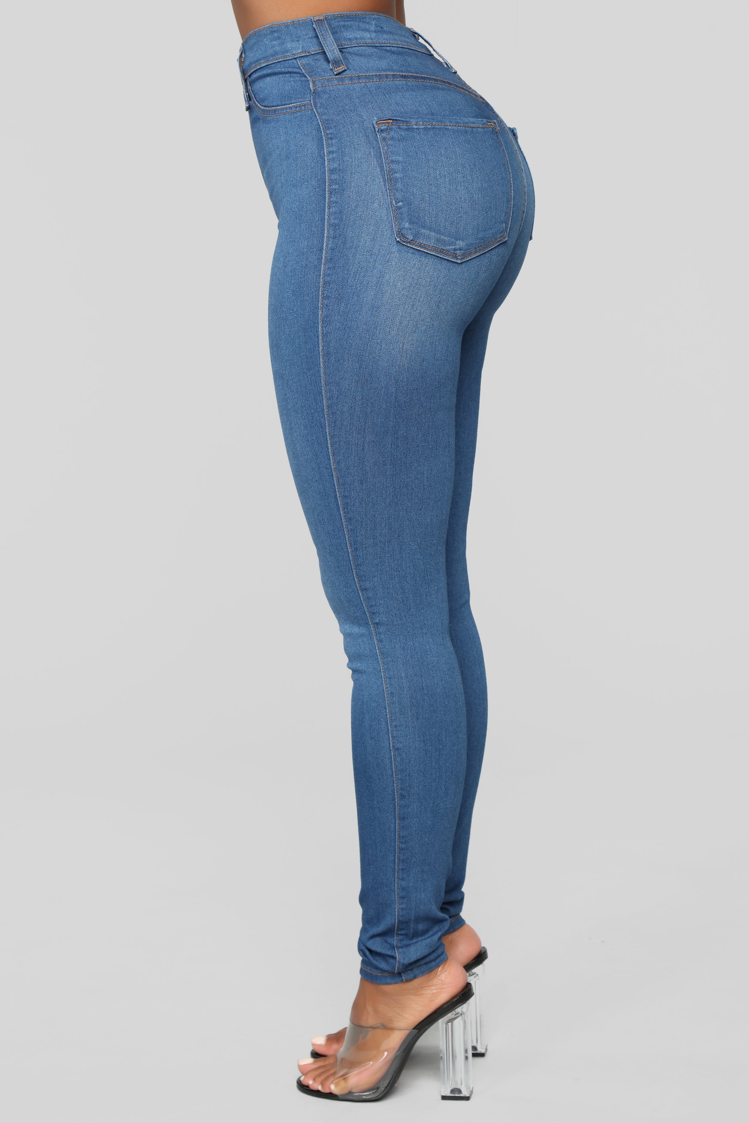 Classic High Waist Skinny Jeans - Medium Blue Wash – VP Clothes