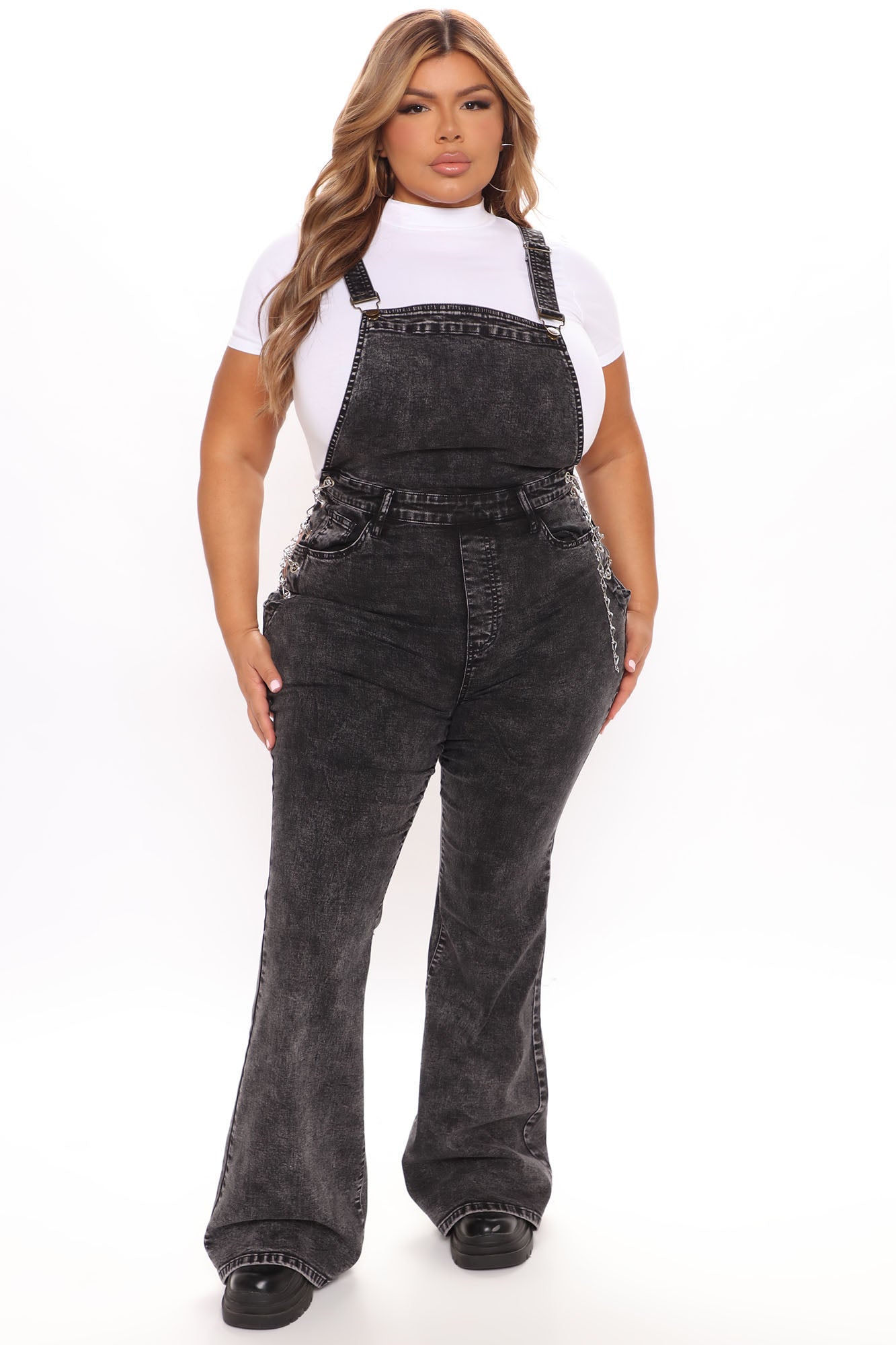 Breaking Chains Stretch Flare Overalls - Black