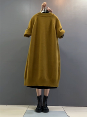 autumn and winter plus size long loose knitted cardigan coat