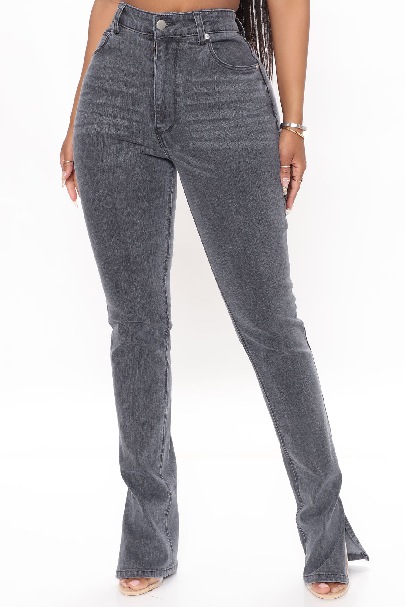 Soho Side Split Skinny Jeans - Grey