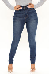 My Lips Are Sealed Recycled Skinny Jeans - Dark Wash