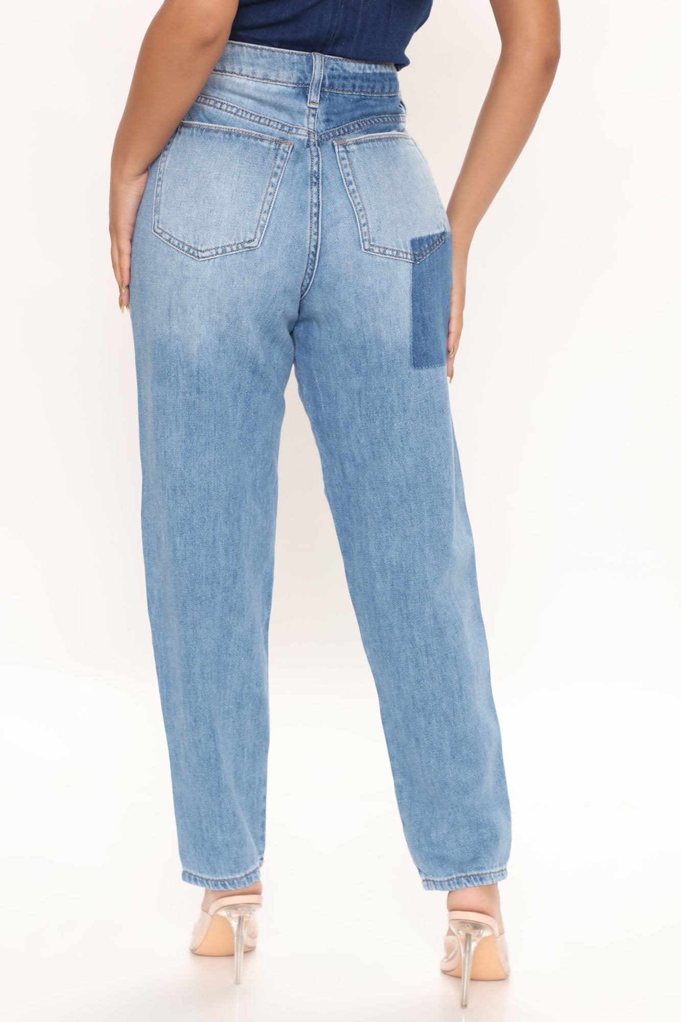 Like A Dream Patchwork Balloon Jeans - Light Blue Wash