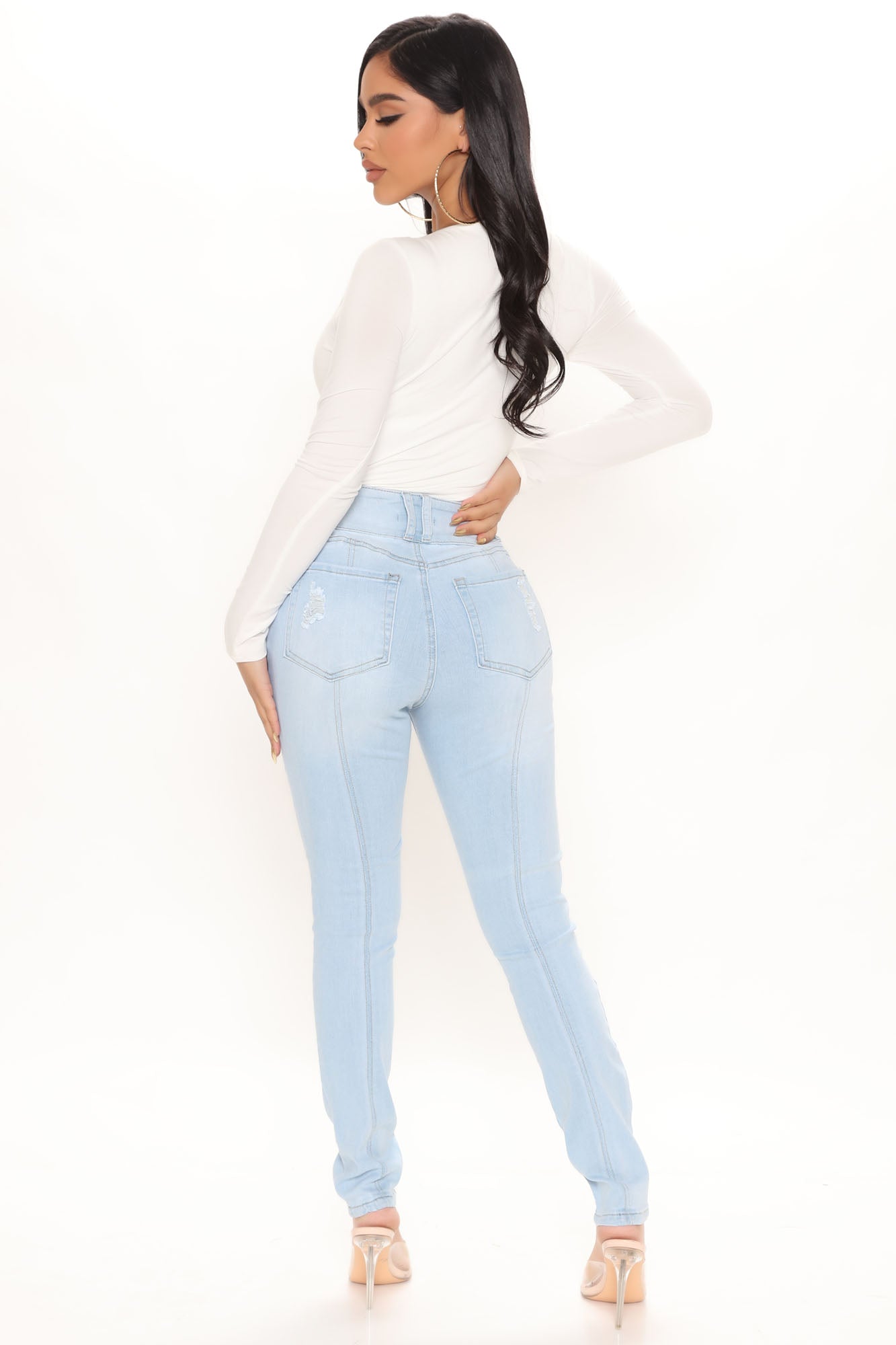 On Edge Ripped Skinny Jeans - Light Blue Wash