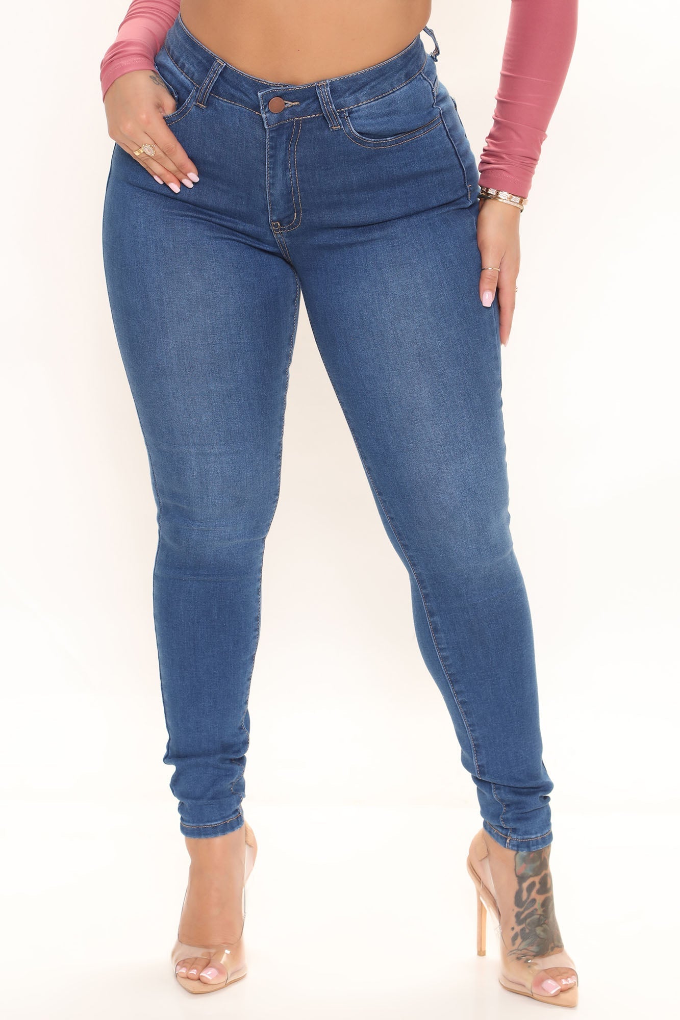 Love Is A Game Skinny Jeans - Medium Blue Wash