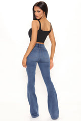 Get Around Flex Low Rise Flare Jeans - Medium Blue Wash