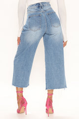 All Or Nothing Loose Wide Leg Jeans - Medium Blue Wash