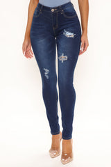 Loving Every Angle Ripped Skinny Jeans - Dark Wash