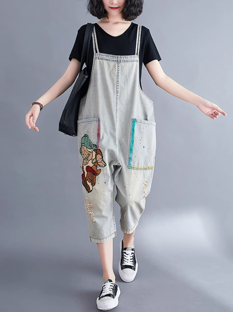 Relaxed Fit Large size  Patch Dungaree