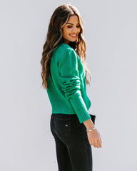 Lovey Button Front Knit Cardigan - Green