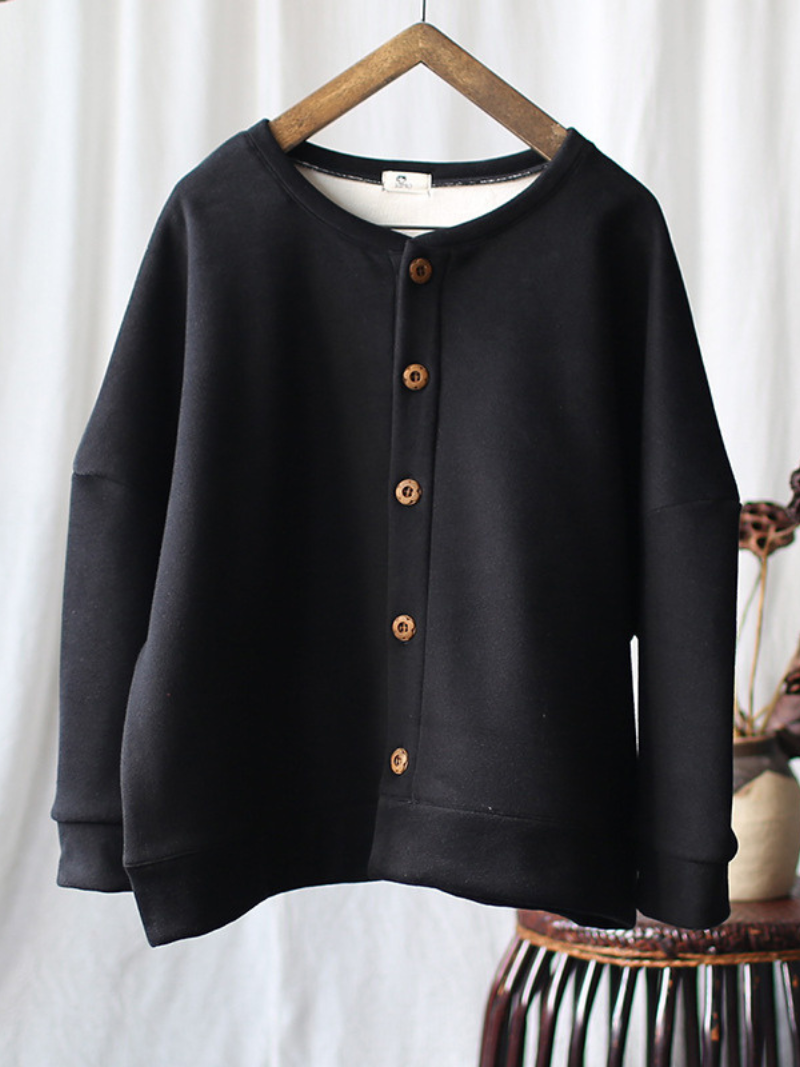 Women Winter Stylish Round Neck Loose Thick Top Coat