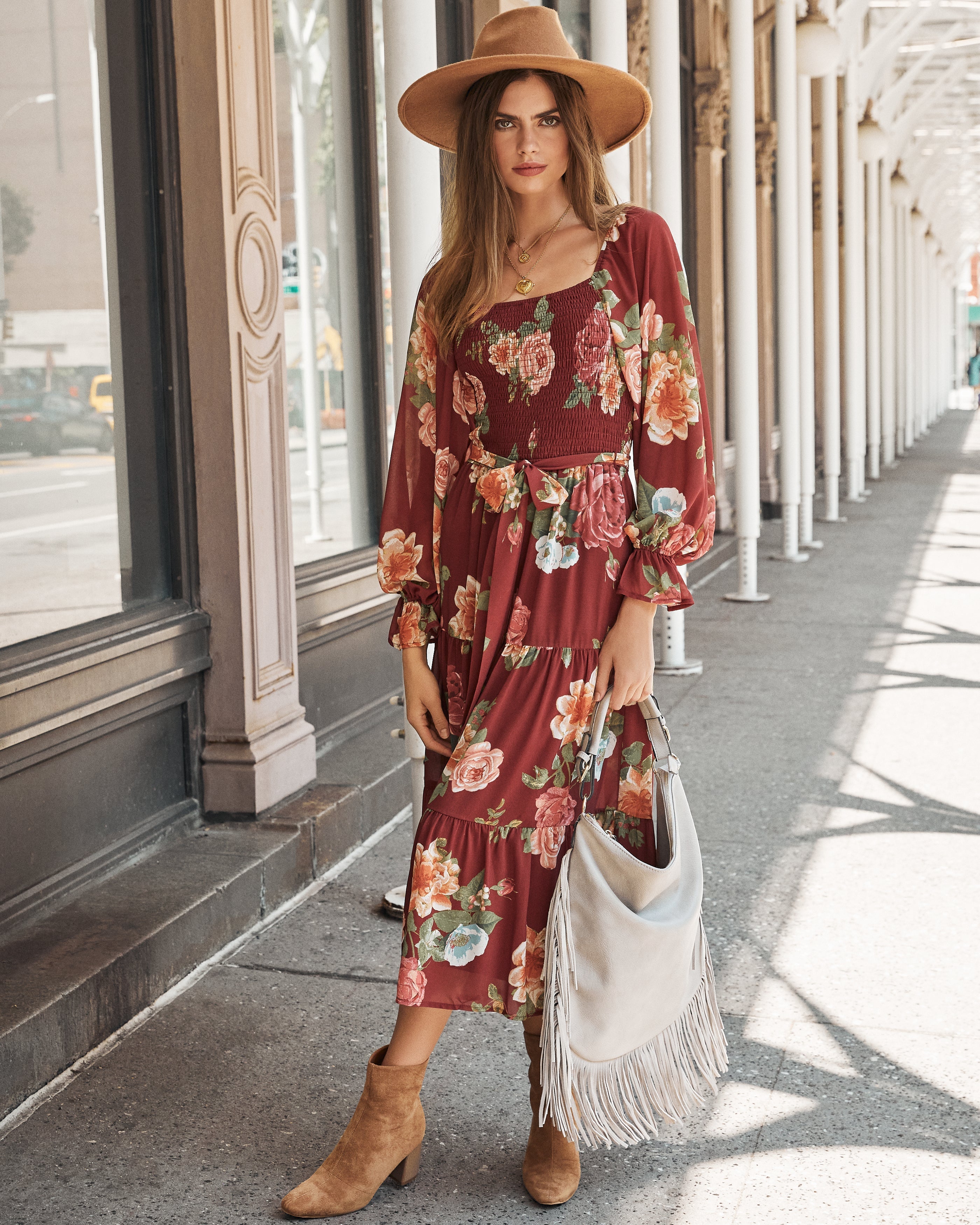 Claudette Floral Smocked Midi Dress