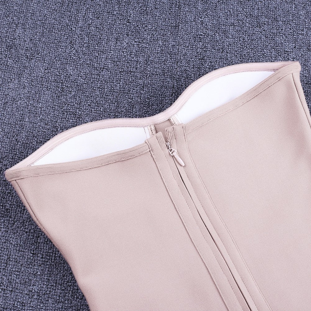 Strapless Sleeveless Tassels Over Knee Bandage Dress