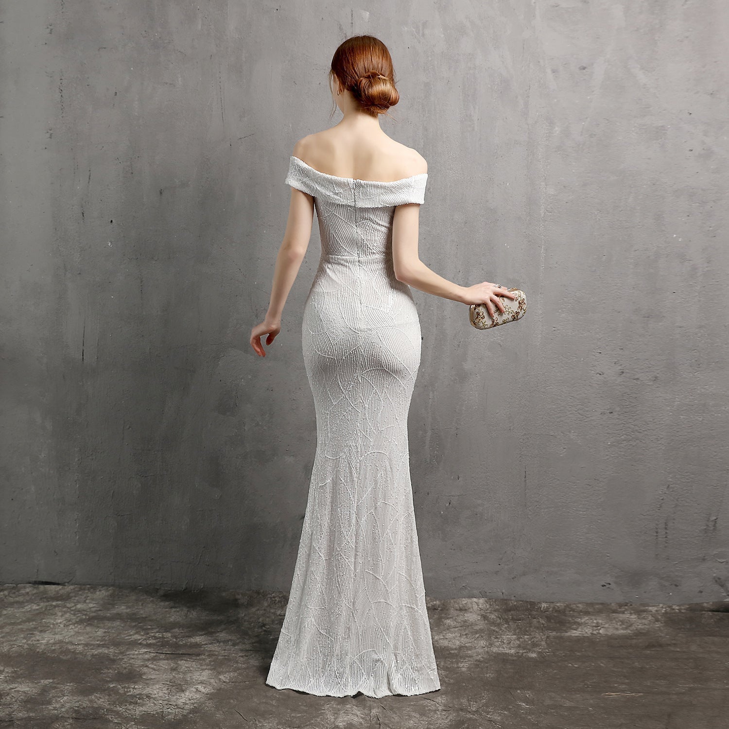 Clara Glitter Off the Shoulder Split Dress For Prom