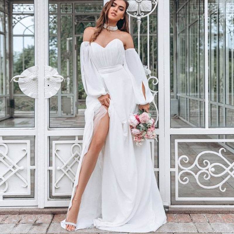 Can't Hurry Love Off The Shoulder Maxi Dress - Off White