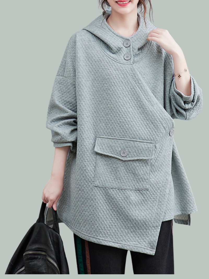 Autumn and Winter Casual Loose Button Sweater With Pocket