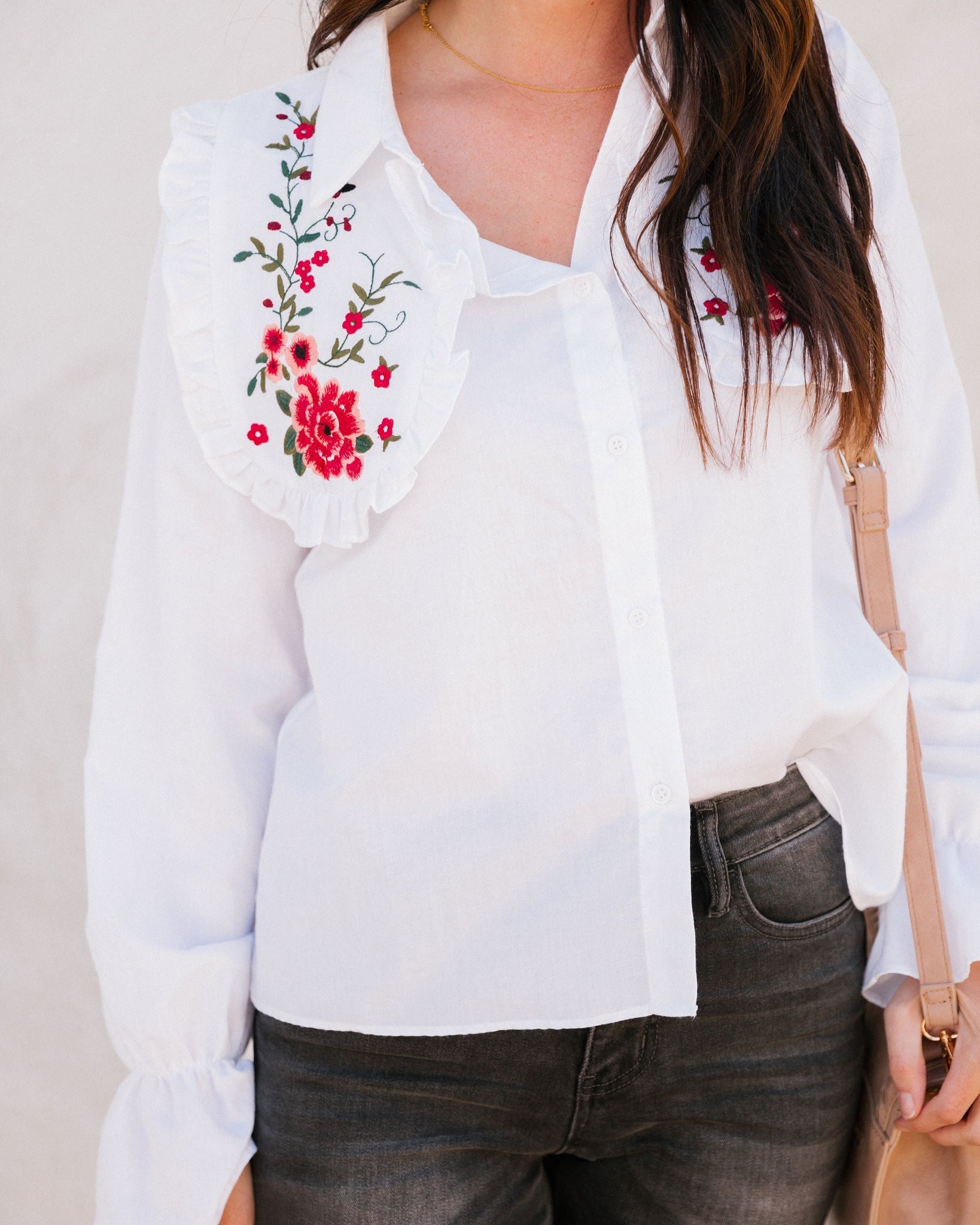 Carnation Cotton Embroidered Poplin Shirt