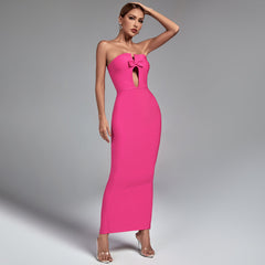 Strapless Hollow Out Maxi Bandage Dress