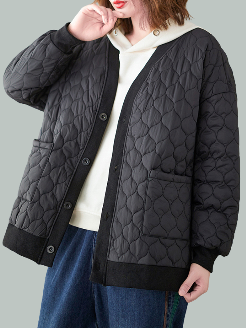 Rhombic Warm Cotton Plus fFeece Thick Light Down Padded Jacket