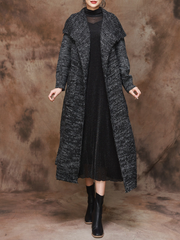Classic Trench Lapel Belt Knitted Coat
