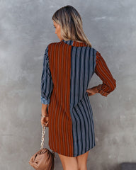 Abby Twist Front Striped Shirt Dress