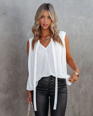 All That Matters Pleated Sleeveless Blouse - Off White
