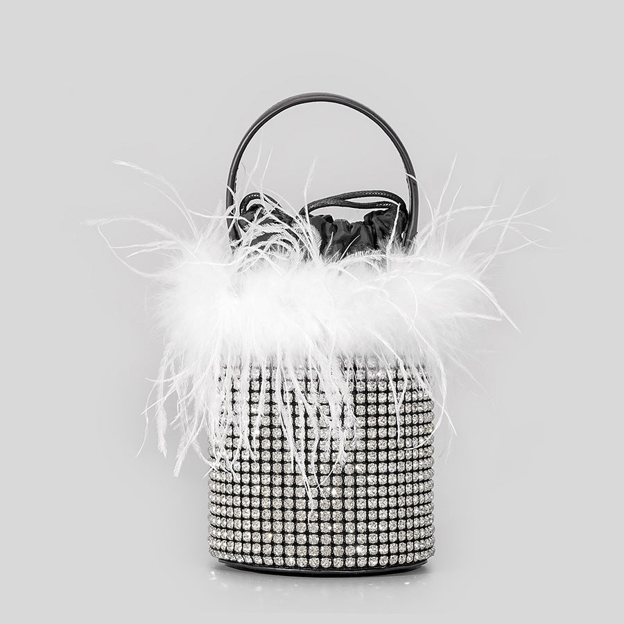 Feather Diamond Banquet Tote Bucket Bag