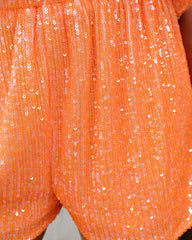 Blaze Sequin Shorts - Orange