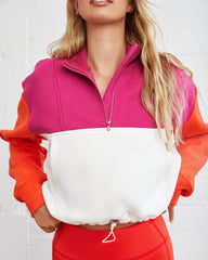 Circuit Cotton Blend Pocketed Half Zip Pullover - Flame/ Magenta