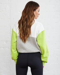 Circuit Cotton Blend Pocketed Half Zip Pullover - Neon Lime/ Heather Grey