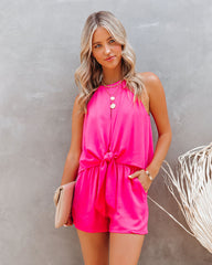 Cassius Pocketed Tie Front Romper