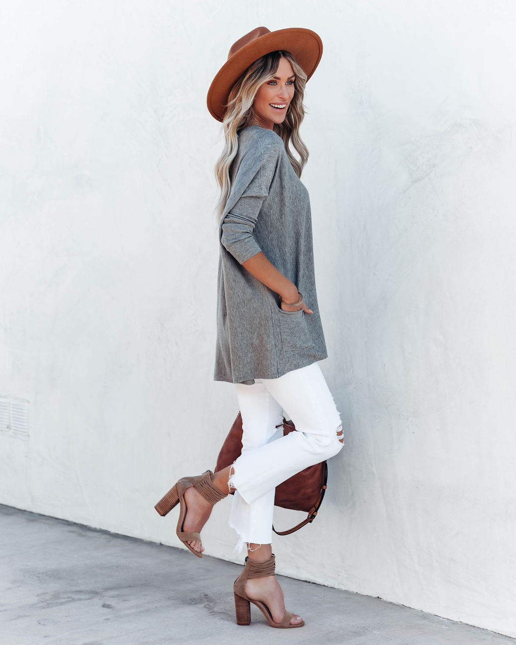 Close To You Pocketed Sweater - Heather Grey