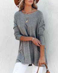 Close To You Pocketed Sweater - Heather Grey