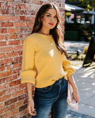 Bubble Over Ribbed Knit Sweater - Yellow
