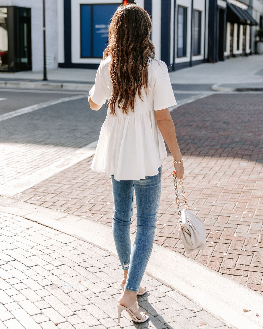 Lanora Short Sleeve High Low Knit Top - White