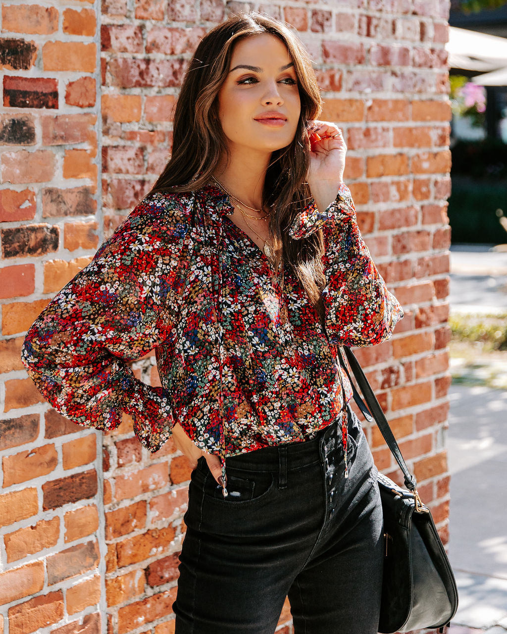 Charlize Floral Ruffle Blouse
