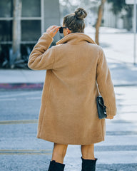 Mountain View Pocketed Teddy Coat - Camel