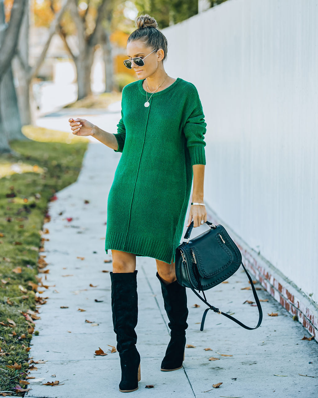 Smoky Mountain Sweater Dress - Green