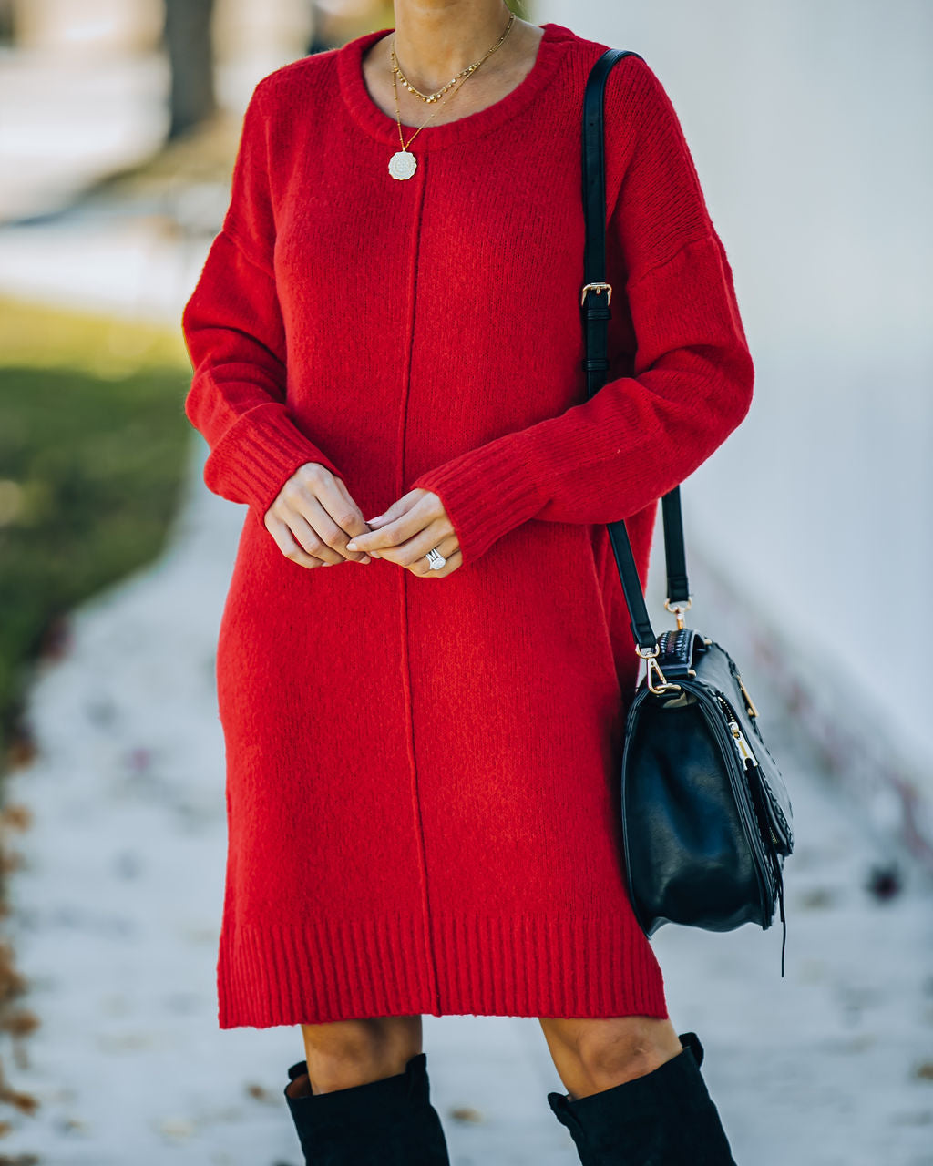 Smoky Mountain Sweater Dress - Red